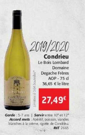 condrieu le bois lombard domaine degache frères aop