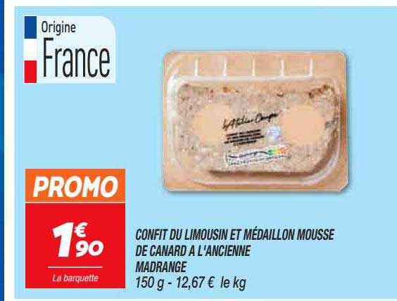 confit du limousin et médaillon mousse de canard à l'ancienne madrange