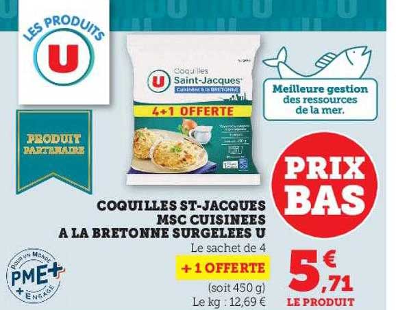 coquilles st-jacques msc cuisinées à la bretonne surgelées u