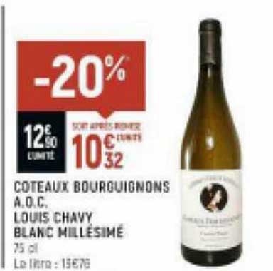 coteaux bourguignons a.o.c. louis chavy blanc millésimé