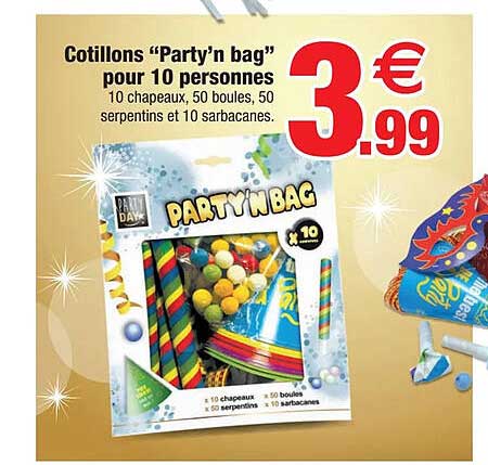 cotillons "party'n bag" pour 10 personnes