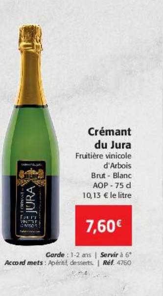 crémant du jura fruitière vinicole d'arbois brut - blanc