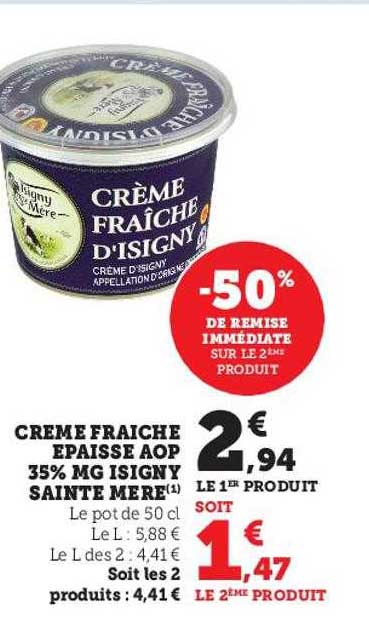 crème fraîche épaisse aop 35% mg isigny sainte mère