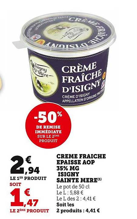 crème fraîche épaisse aop 35% mg isigny sainte mère