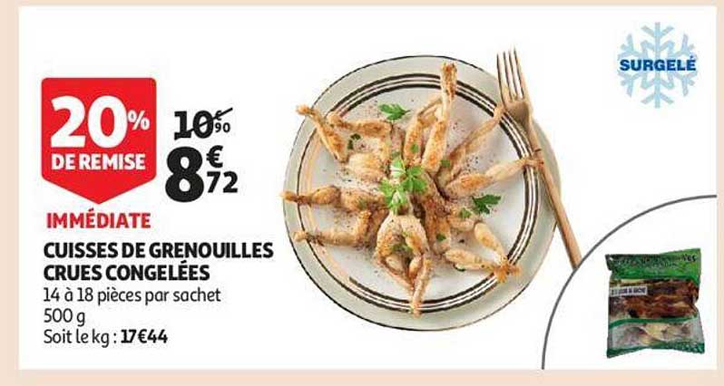 cuisses de grenouilles crues congelées