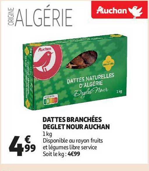 dattes branchées deglet nour auchan