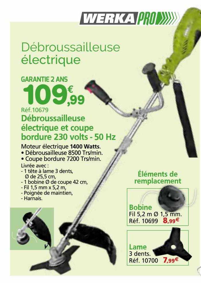 débroussailleuse électrique et coupe bordure 230 volts - 50 hz werka pro