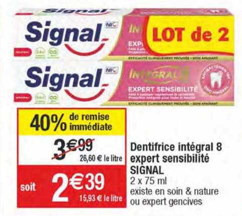 dentifrice intégral 8 expert sensibilité signal