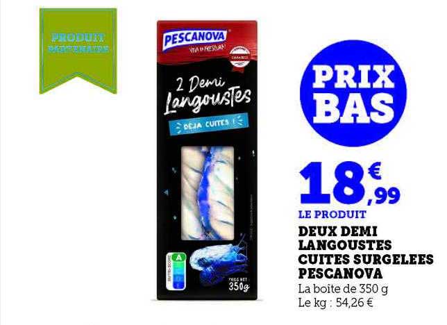 deux demi langoustes cuites surgelées pescanova