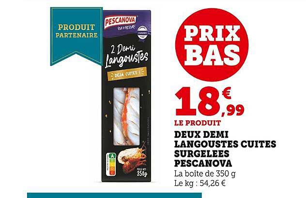 deux demi langoustes cuites surgelées pescanova