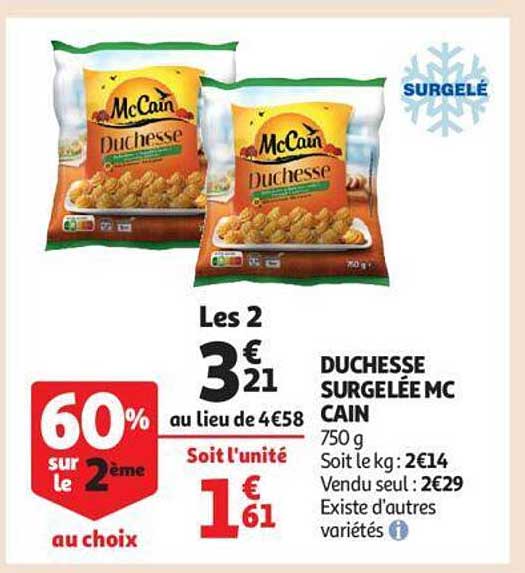 duchesse surgelée mc cain