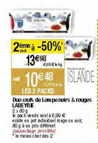 duo œufs de lompe noirs & rouges labeyrie