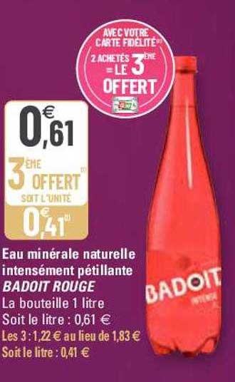 eau minérale naturelle intensément pétillante badoit rouge
