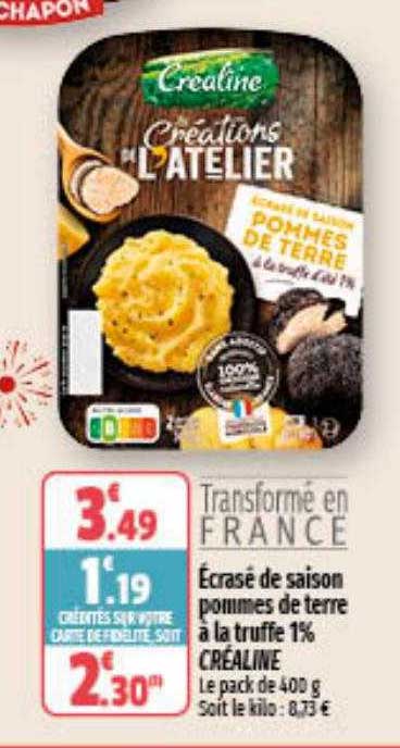 écrasé De Saison Pommes De Terre à La Truffe 1% Créaline