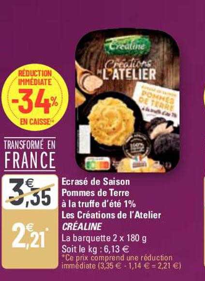 écrasé de saison pommes de terre à la truffe d'été 1% les créations de l'atelier créaline
