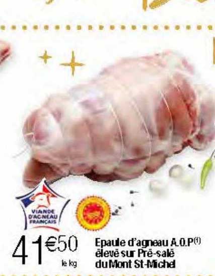 épaule d'agneau a.o.p. élevé sur pré-salé du mont st-michel