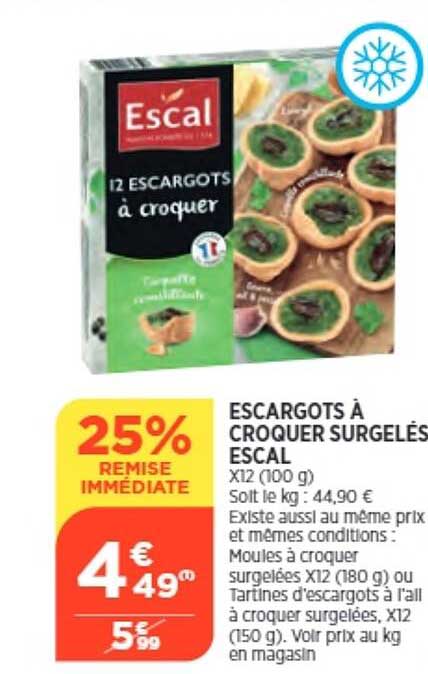 escargots à croquer surgelés escal