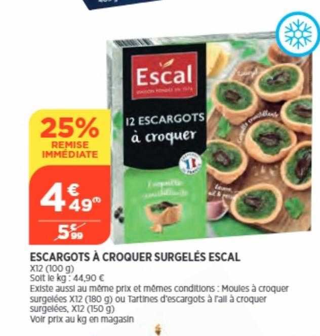 escargots à croquer surgelés escal