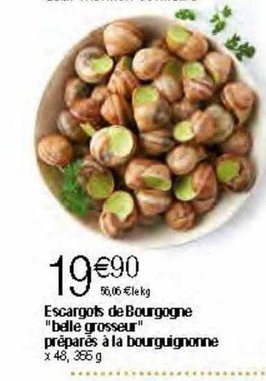 escargots de bourgogne "belle grosseur" préparés à la bourguignonne