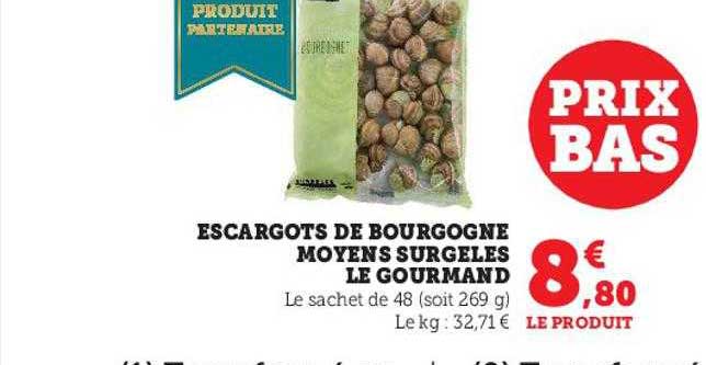 escargots de bourgogne moyens surgelés le gourmand