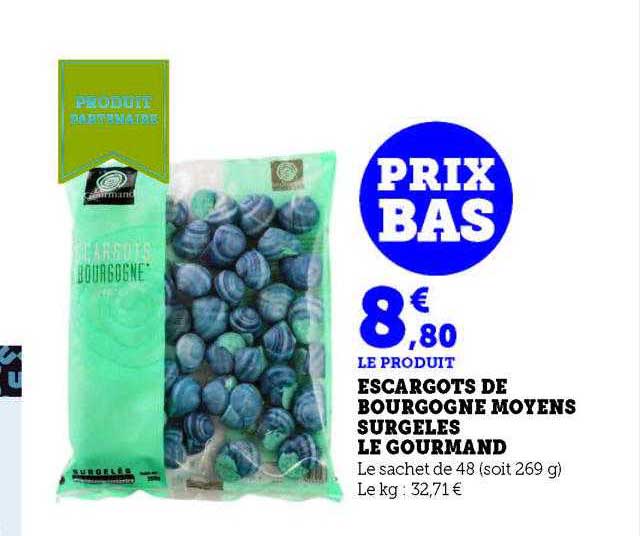 escargots de bourgogne moyens surgelés le gourmand