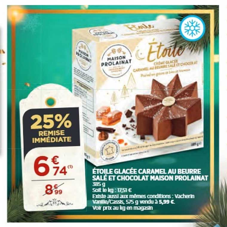 étoile glacée caramel au beurre salé et chocolat maison prolainat