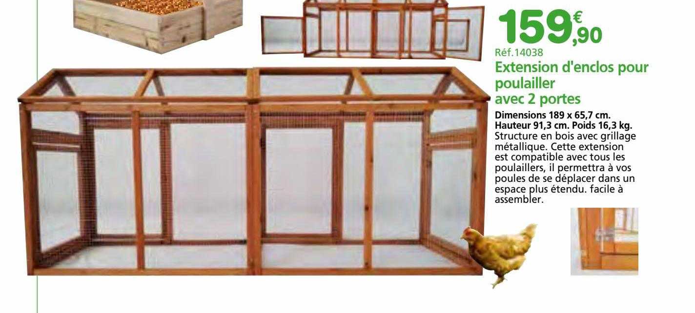 extension d'enclos pour poulailler avec 2 portes