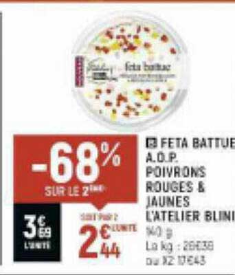 feta battue a.o.p. poivrons rouges & jaunes l'atelier blini