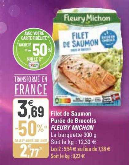 filet de saumon purée de brocolis fleury michon