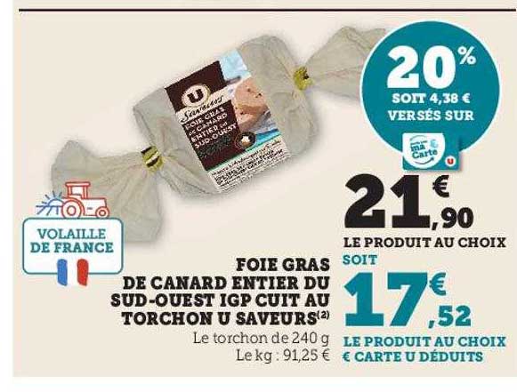 foie gras de canard entier du sud-ouest igp cuit au torchon u saveurs