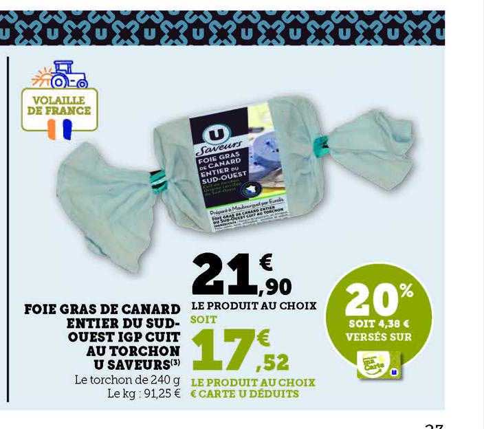 foie gras de canard entier du sud-ouest igp cuit au torchon u saveurs