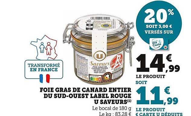 Foie Gras De Canard Entier Du Sud-ouest Label Rouge U Saveurs
