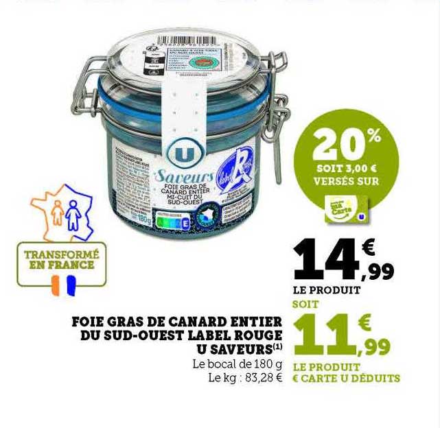 foie gras de canard entier du sud-ouest label rouge u saveurs