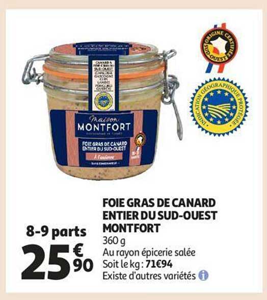 foie gras de canard entier du sud-ouest montfort