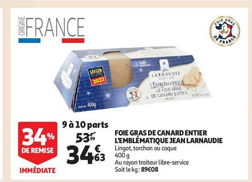 Foie Gras De Canard Entier L'emblématique Jean Larnaudie