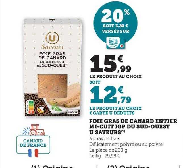 foie gras de canard entier mi-cuit igp du sud-ouest u saveurs