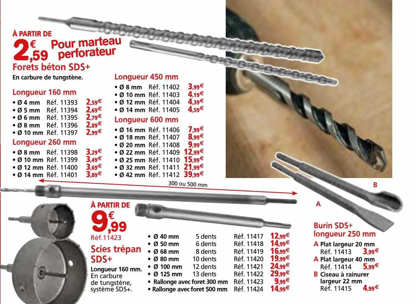 forets béton sds+ our scies trépan sds+