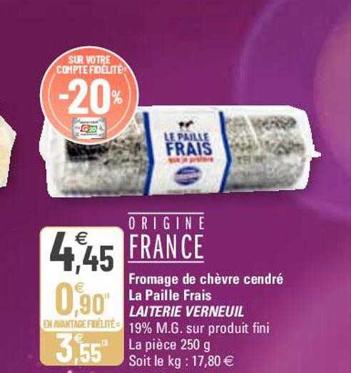 fromage de chèvre cendré la paille frais laiterie verneuil