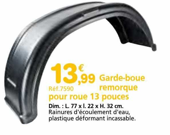 garde-boue remorque pour roue 13 pouces