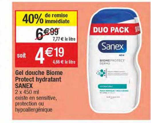 gel douche biome protect hydratant sanex