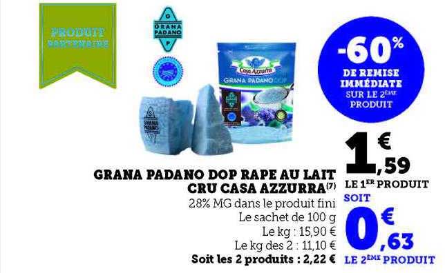 grana padano dop râpé au lait cru casa azzurra