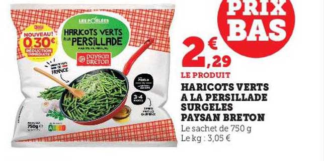 haricots verts à la persillade surgelés paysan bréton