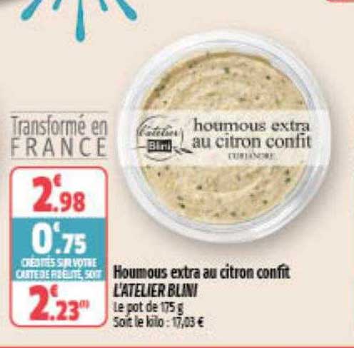 Houmous Extra Au Citron Confit L'atelier Blini