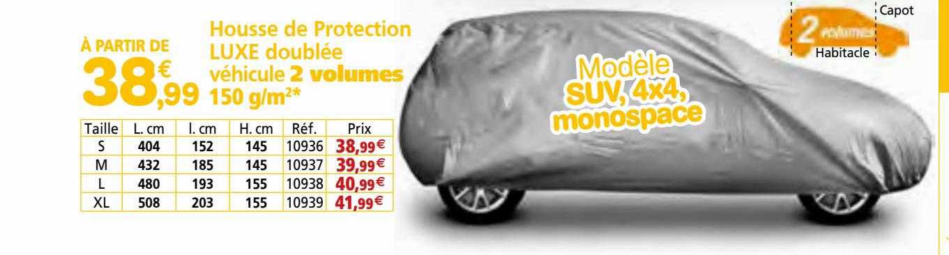 housse de protection luxe doublée véhicule 2 volumes 150 g-m²
