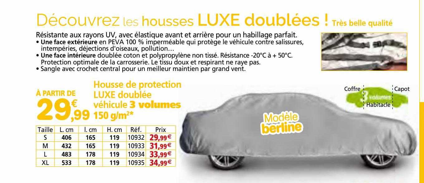 housse de protection luxe doublée véhicule 3 volumes 150 g-m²