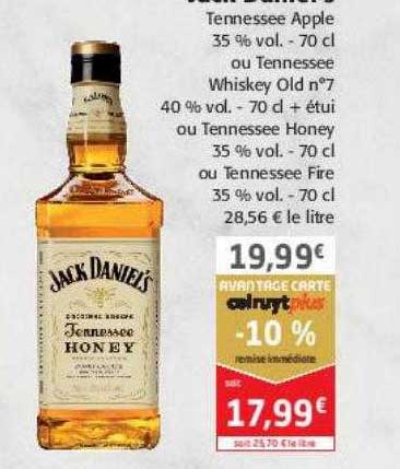 jack daniel's tennessee apple ou whiskey old n°7 ou honey ou fire