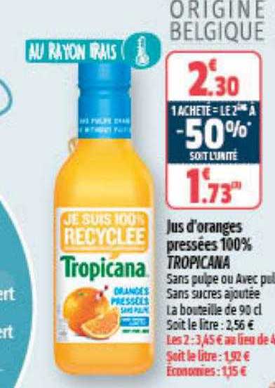 jus d'oranges pressées 100% tropicana