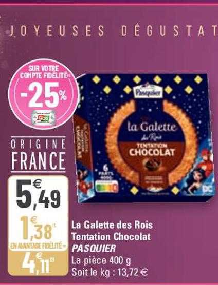 la galette des rois tentation chocolat pasquier
