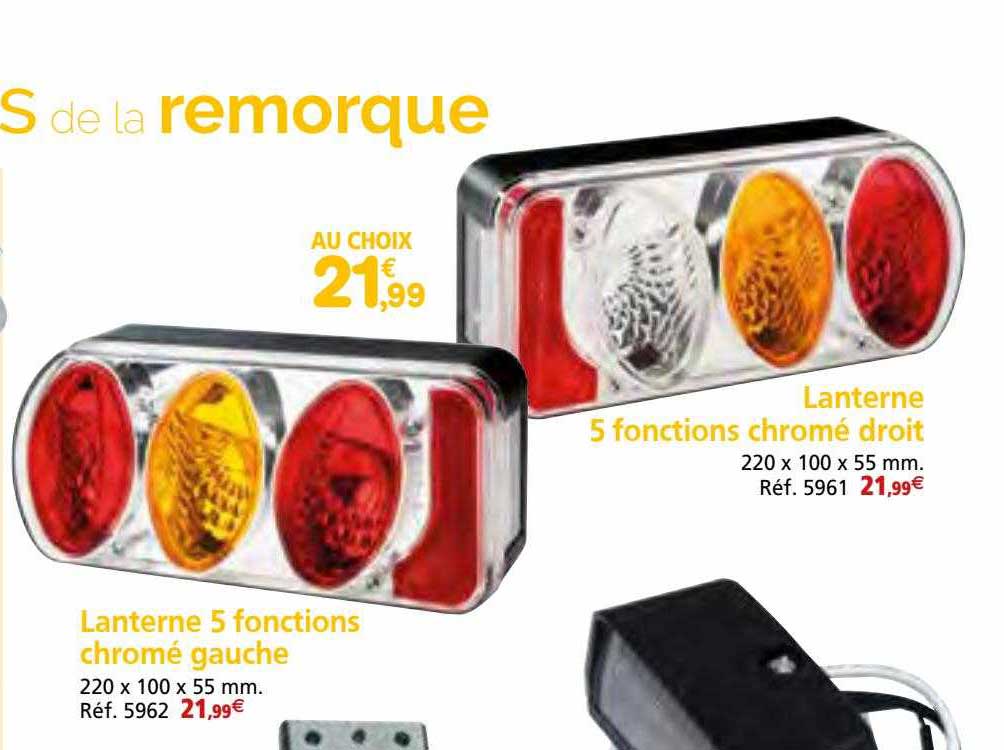lanterne 5 fonctions chromé droit, lanterne 5 fonctions chromé gauche