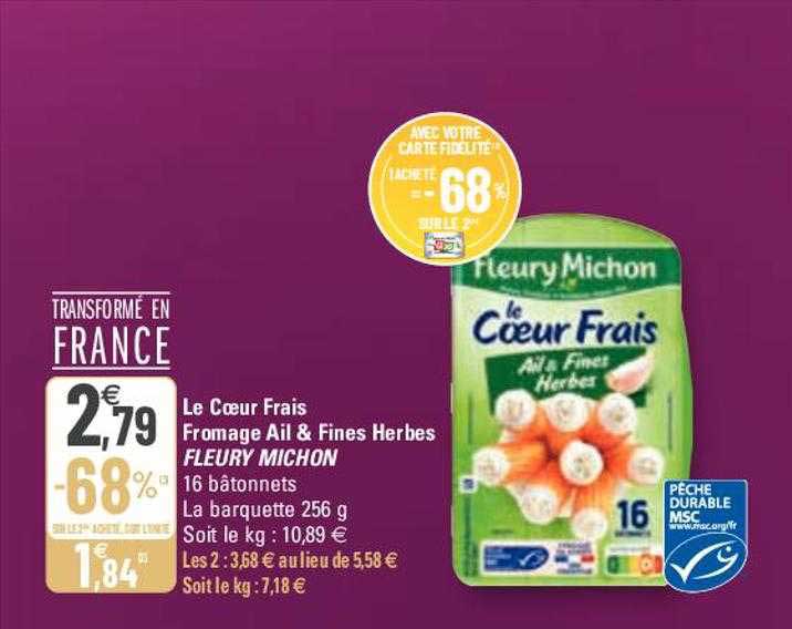 le coeur frais fromage ail & fines herbes fleury michon